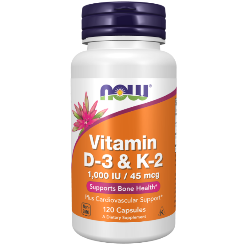 NOW Foods Vitamin D-3 & K-2 Capsules - Bone and cardiovascular support.